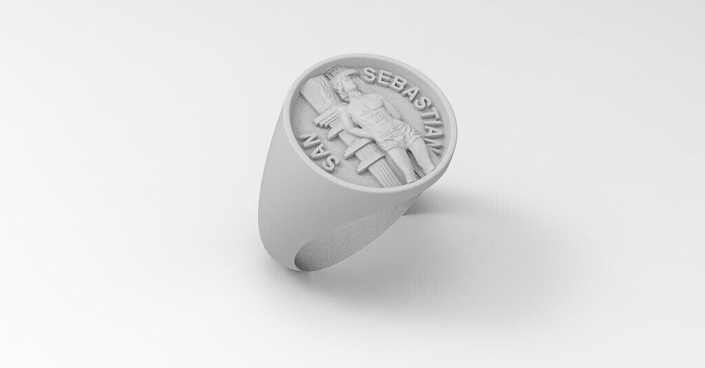 Silver Saint Ring San Sebastian San Miguel Us5~ 15 Saint Unisex Men Women Ring
