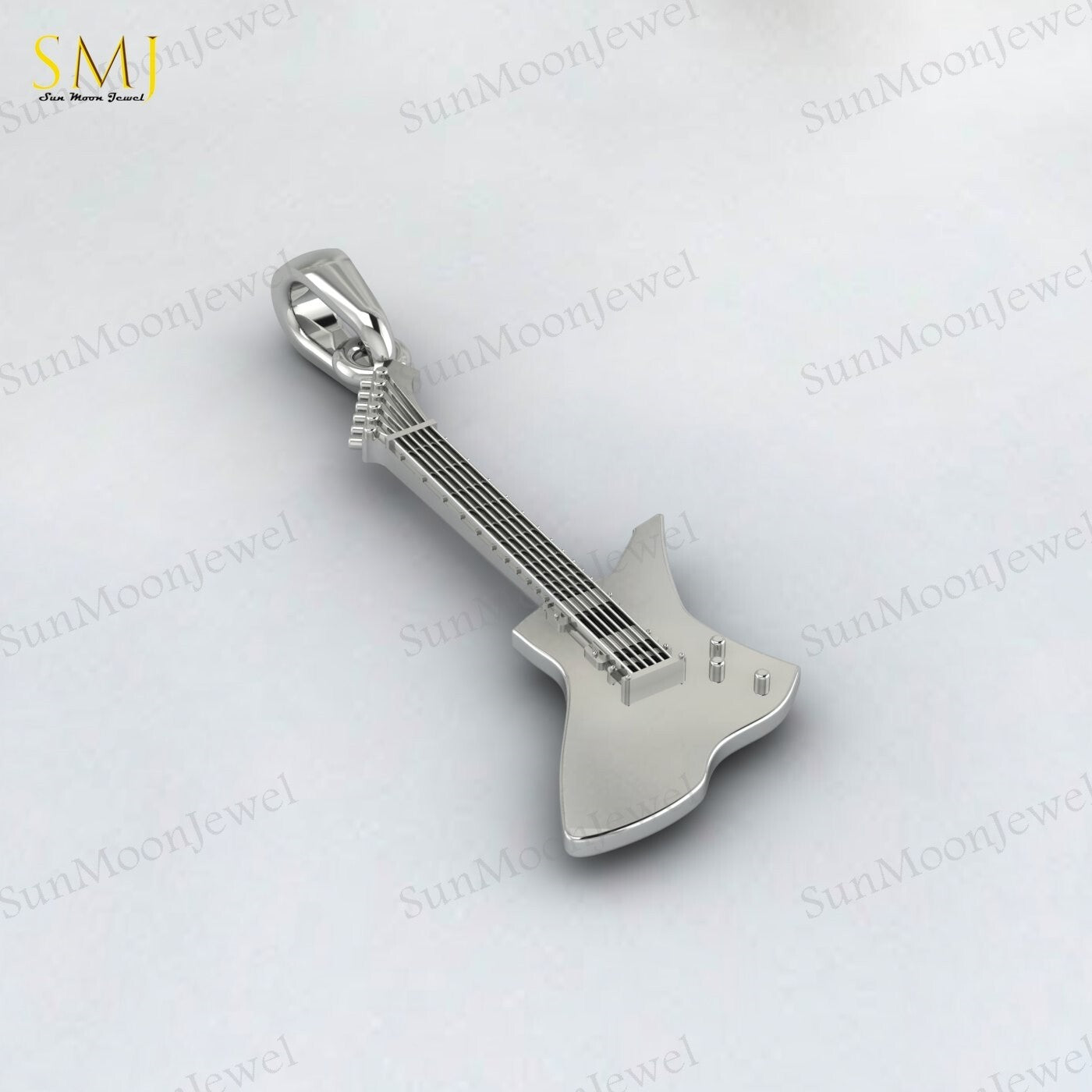 Guitar 925 Sterling Silver Pendant Guitar Lovers Necklace Pendant