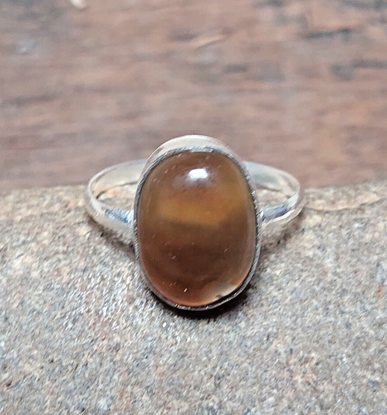 Lovely Vintage Brown Banded Agate 925 Sterling Silver Ring,Statement Ring