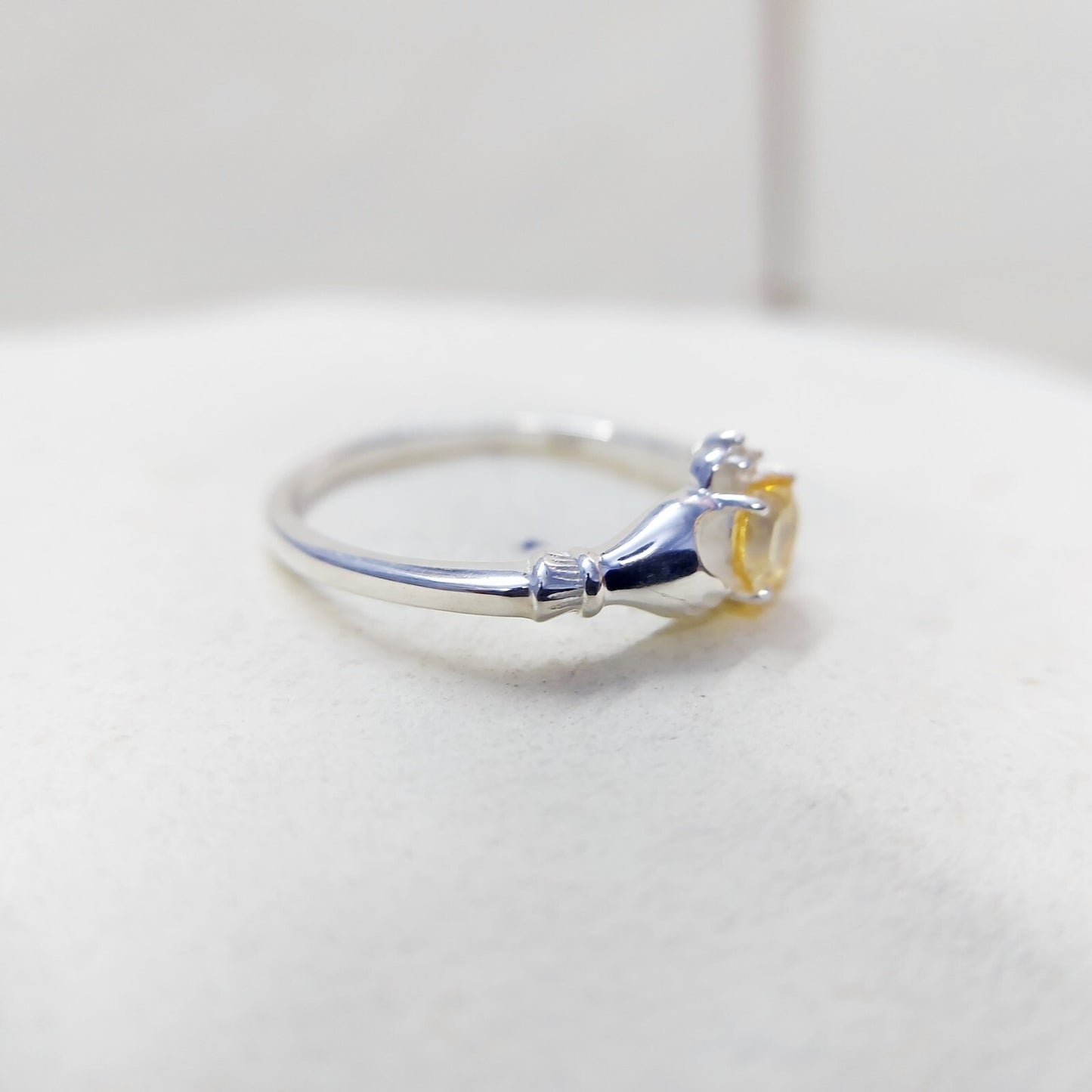 Claddagh Heart Citrine Ring Simulated Birthstone Women Silver Ring Gift Us5~ 15