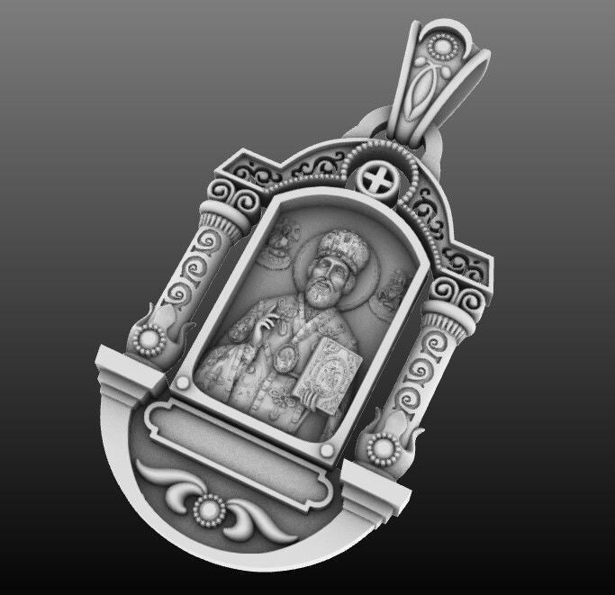 925 Silver Saint Nicholas Wonderworker Pendant Necklace Christian Charm Medal