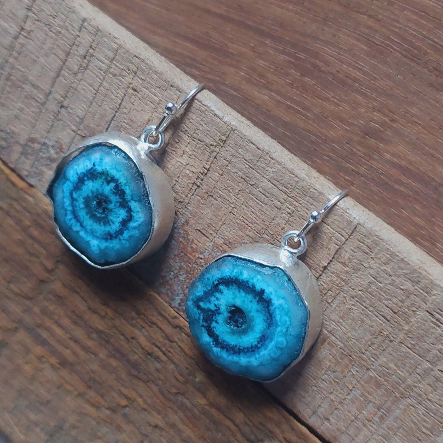 925 Sterling Silver Blue Solar Quartz Handmade Earrings Solar Gemstone Earrings