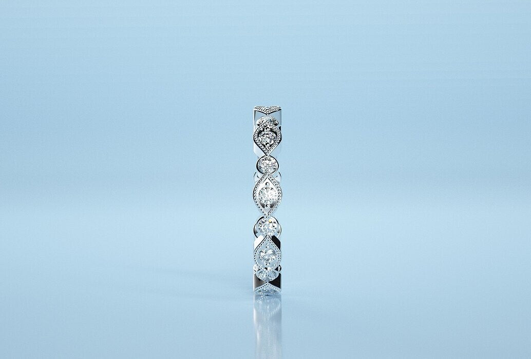 Silver Round Moissanite Eternity Wedding Anniversary Ring Band Women US5-15 Gift