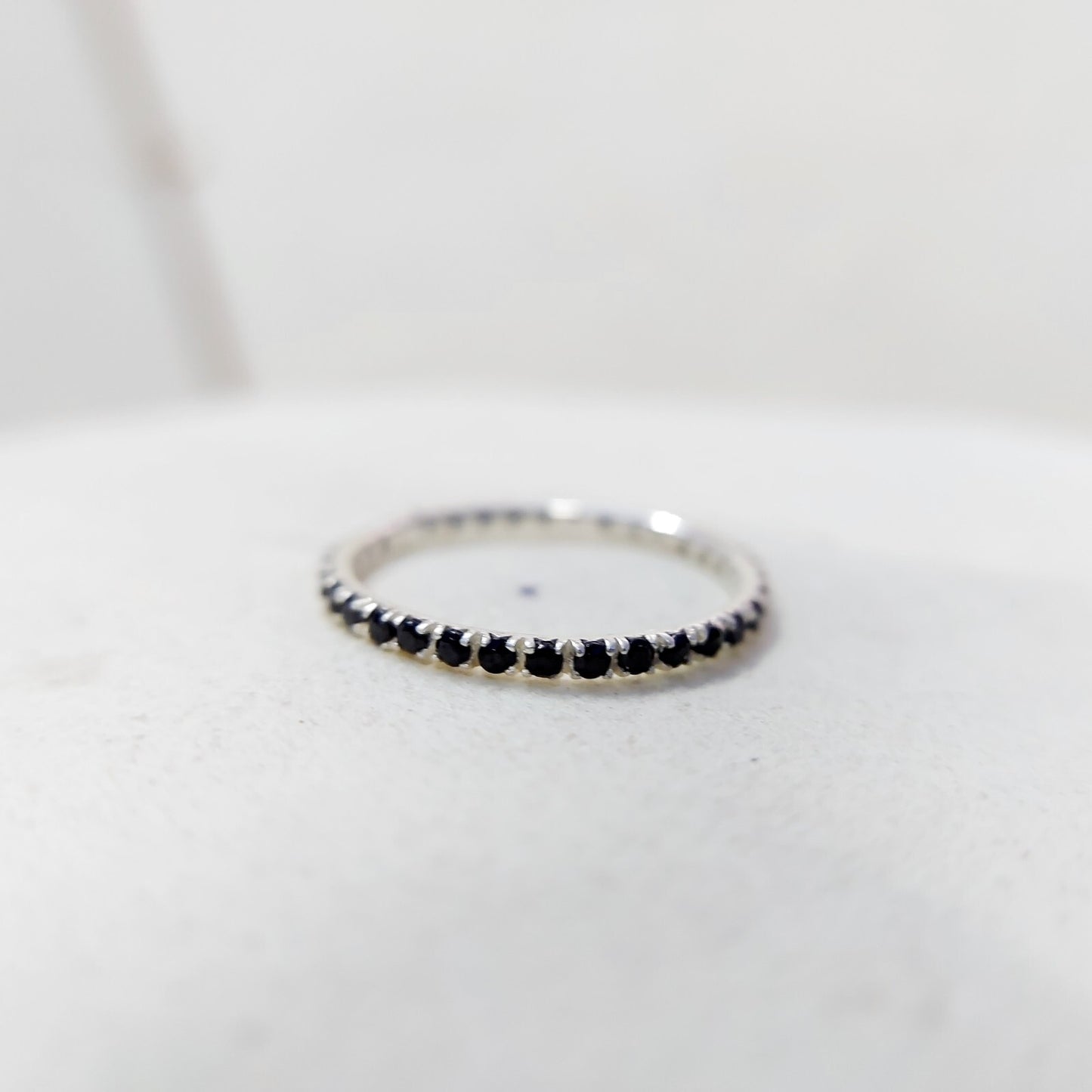 Black Onyx Gemstone Silver Handmade Eternity Engagement Women Gift Ring Us5~15