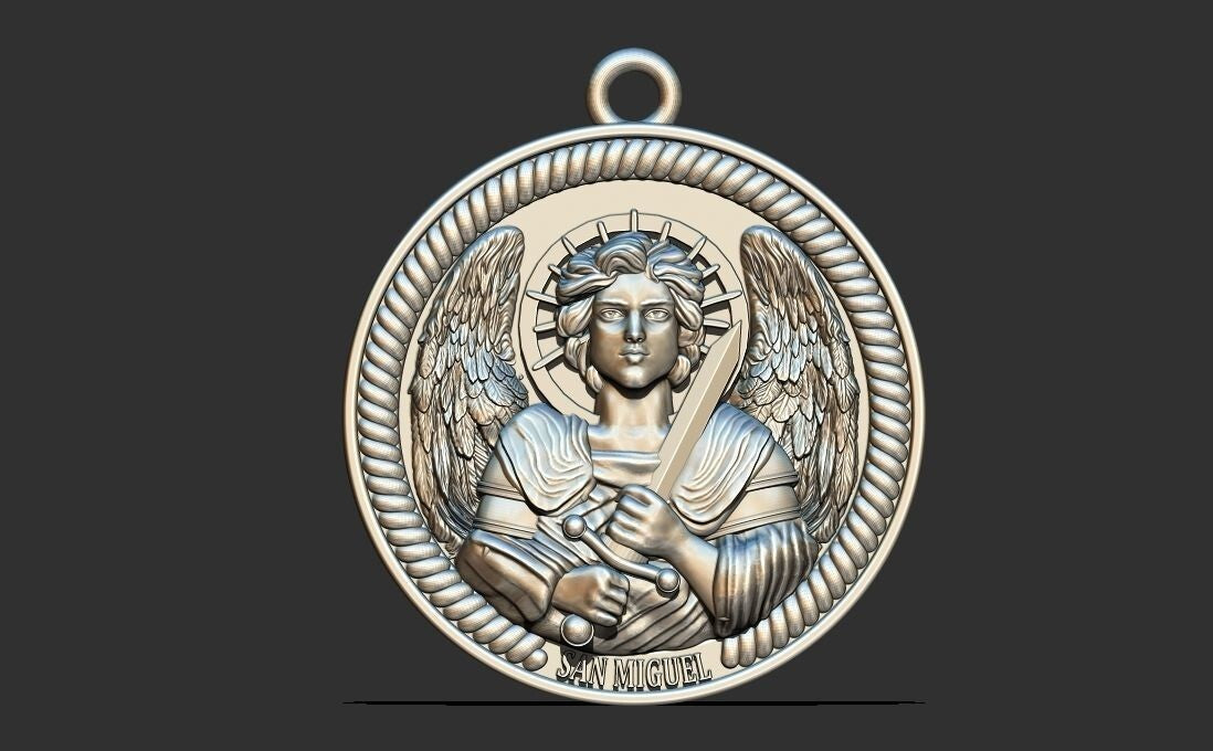 Saint Michael Archangel Medal Pendant Silver Religious Protection Necklace Gift