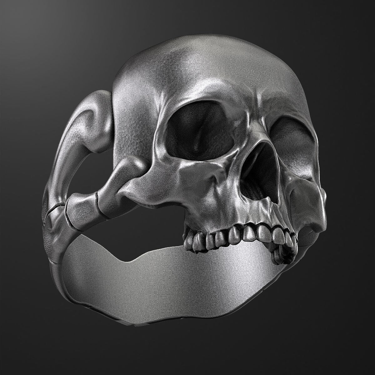 Silver Retro Men Skull Punk Biker Ring Wedding Skull Bone Skeleton Ring Us5~15