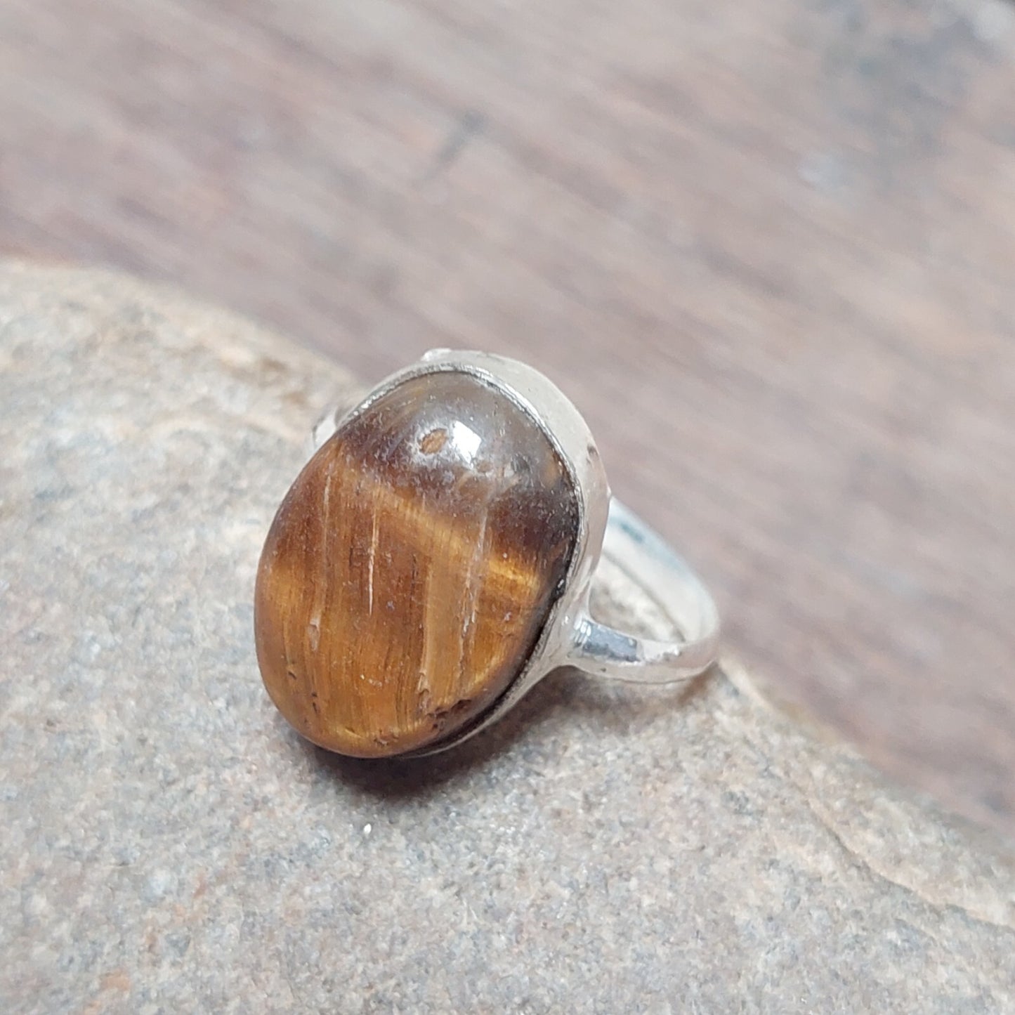 Oval Tiger Eye Men's Ring, 925 Sterling Silver Ring, August Birthstone Ring