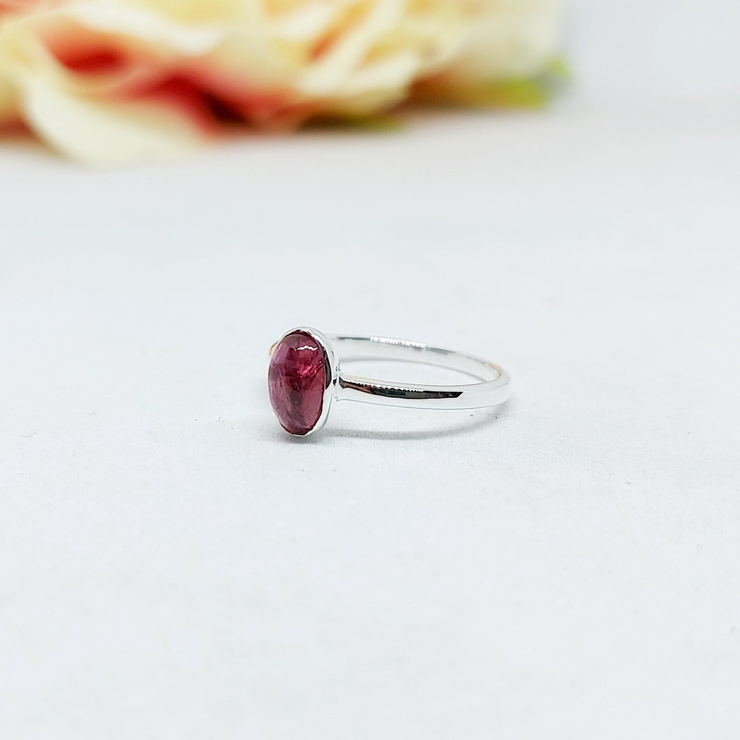 Pink Tourmaline Ring Oval Cut Handmade 925 Silver Gift Ring US5~15 Elegant Look