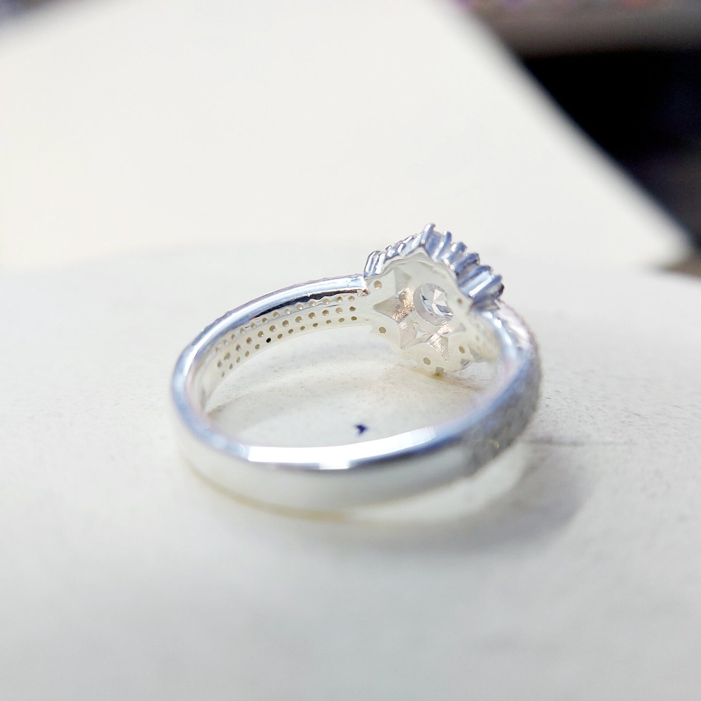 Halo Moissanite Flower Ring Lab Grown Silver Ring for Women Wedding Gift US5-15