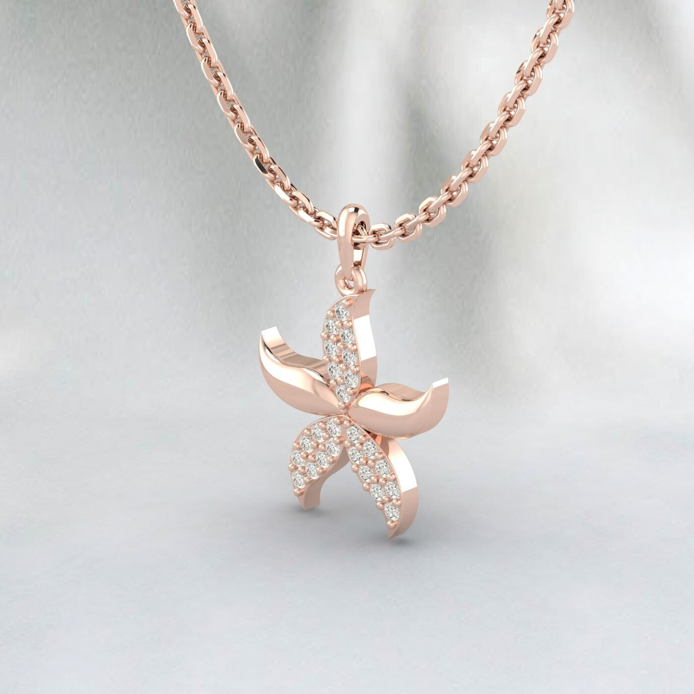 925 Sterling Silver Star Fish Necklace Sea Star Pendant Jewelry For Women