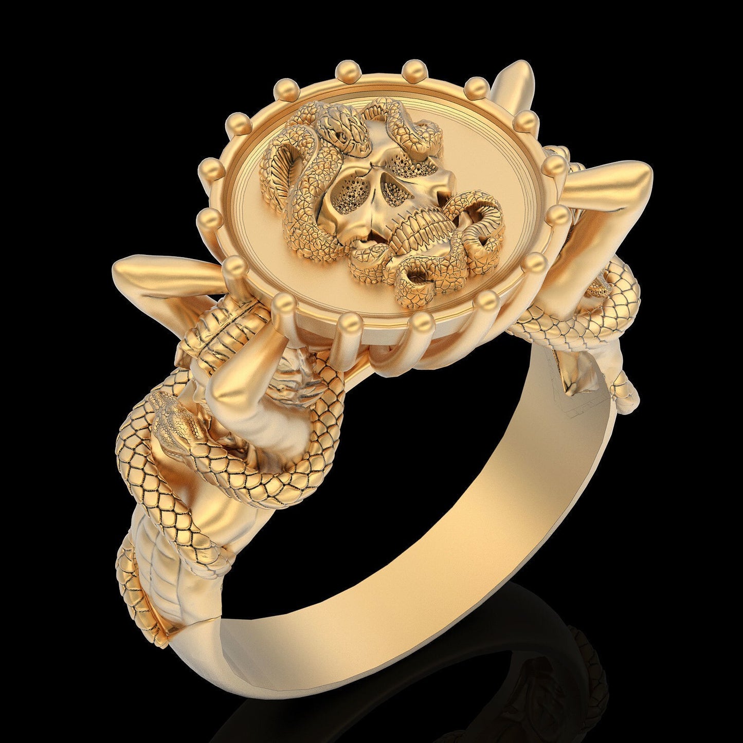 Vintage Brass Snake Skull Ring Gothic Biker Punk Women Hand Design Ring US5~15