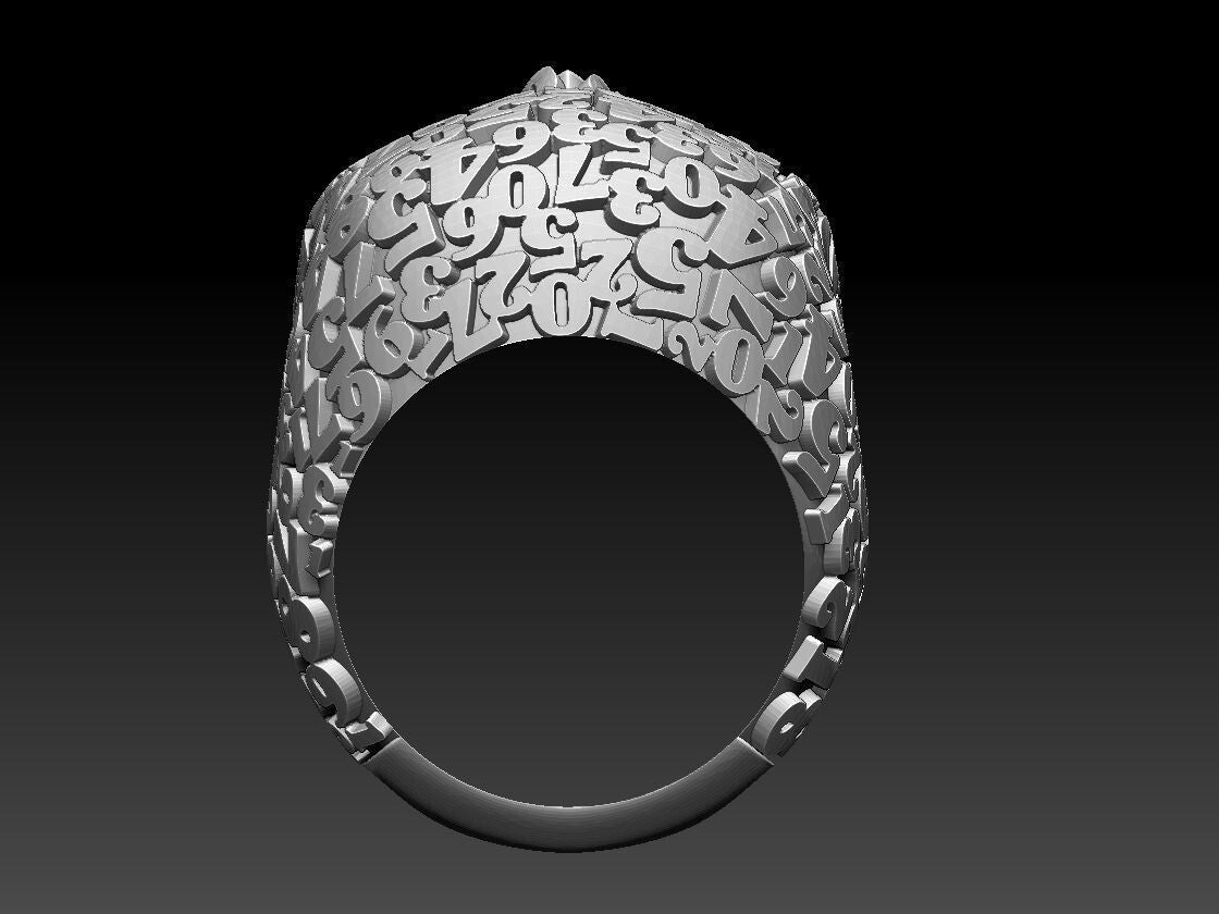 Men's Lucky Good Luck Number Gothic Skull Biker 925 Silver Ring For Men US5~15