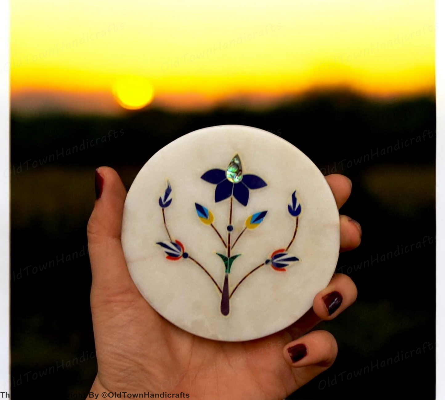 Handcrafted Marble Coasters Set of 4 Designer Tableware for Home & Office
