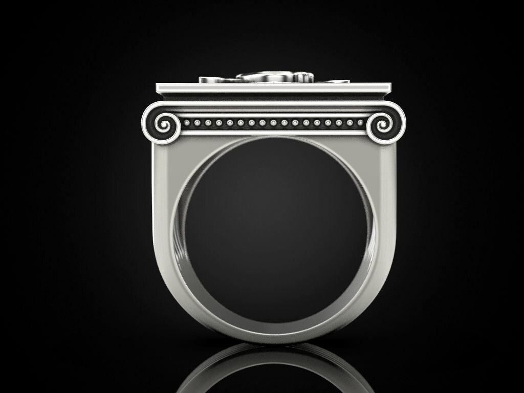 Mason Ring US7-15 Chrome 925 Silver G Symbol Freemason George Washington Style