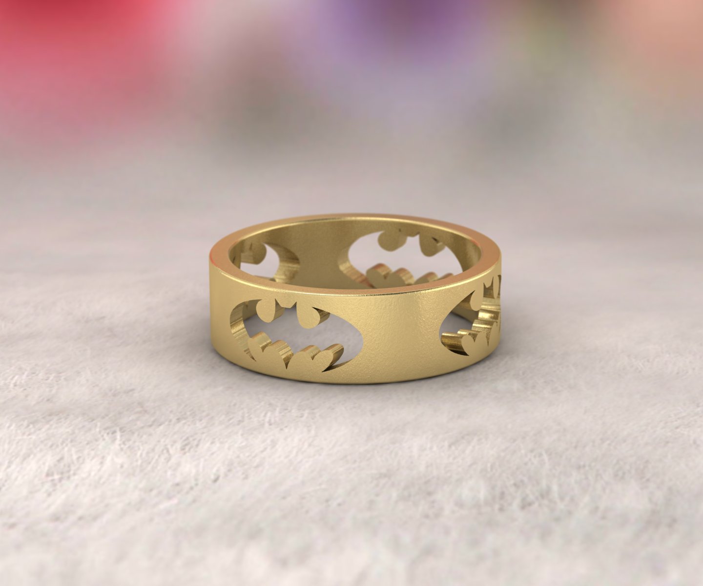 Batman-inspired silver ring featuring a detailed bat emblem, suitable for daily wear.