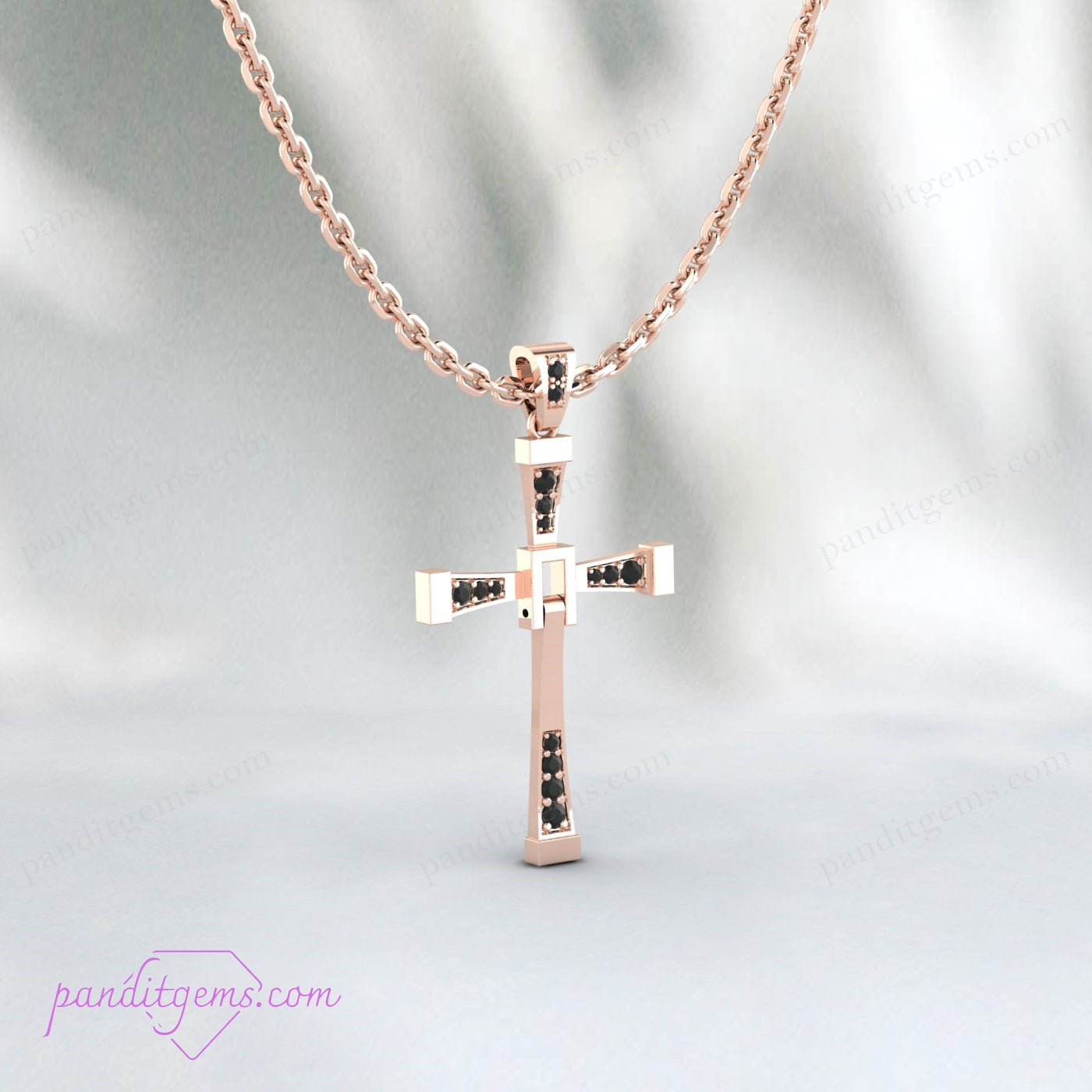 Black Onyx Cross Pendant on a Sterling Silver Chain – Perfect Gift.
