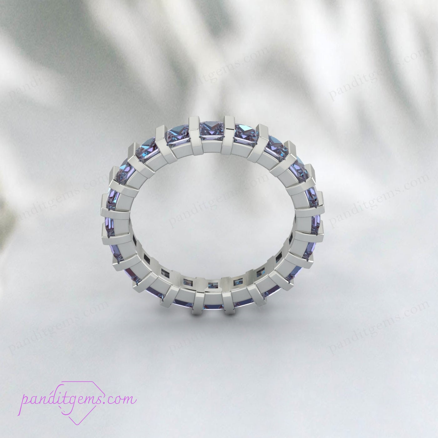 Customizable Alexandrite Eternity Band in Rose Gold Plating