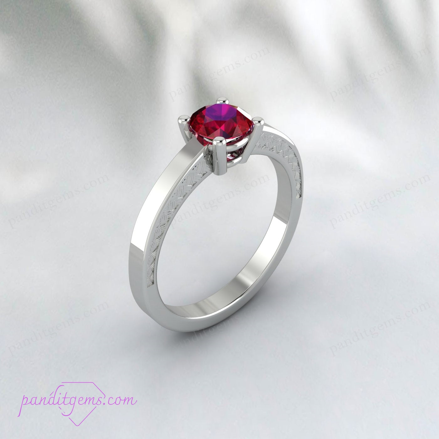July birthstone ruby ring in a vintage-inspired setting.