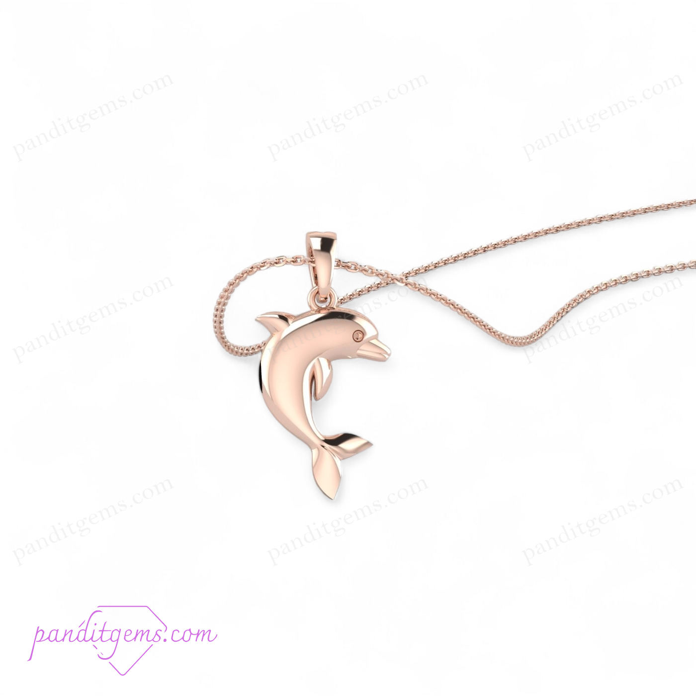 "Realistic dolphin charm necklace in sterling silver for ocean lovers."