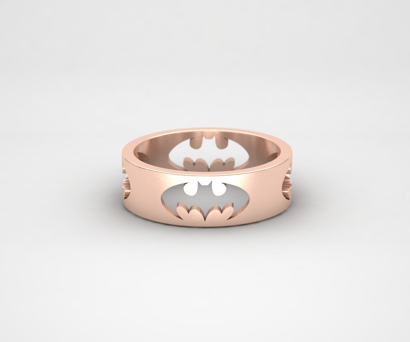 Sterling silver Batman-inspired Gothic ring with bat emblem for men and women, adjustable sizes.