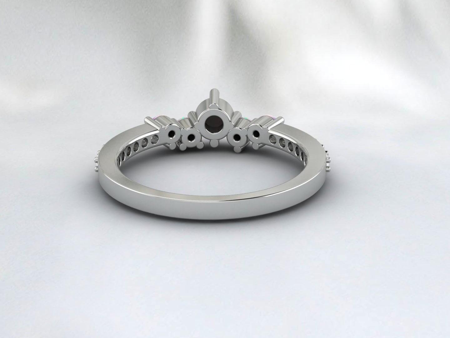Ethopian Opal October Birthstone Danity Wedding Band Engagement Ring