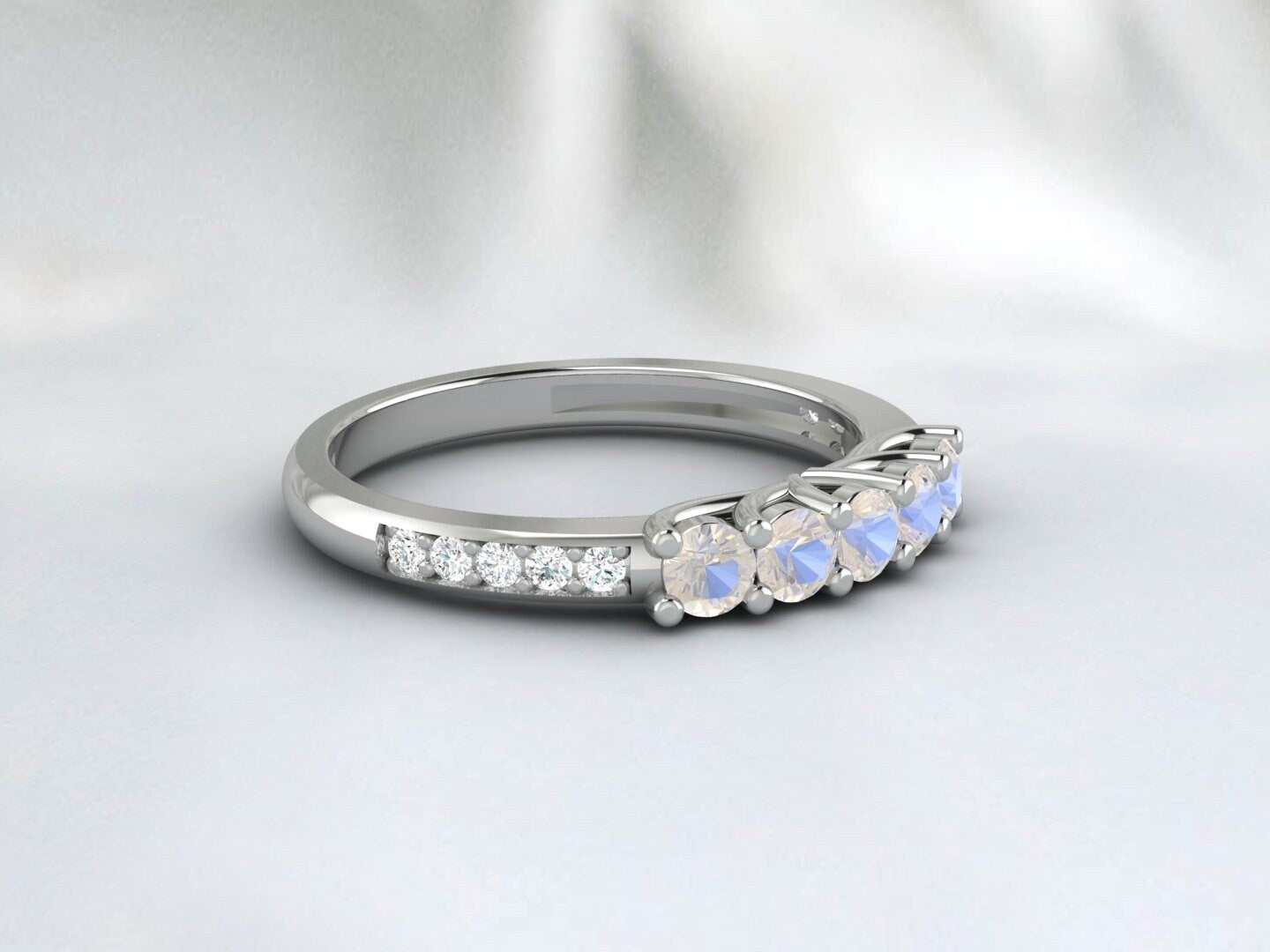 قوس قزح Moonstone خاتم الخطوبة خاتم دقيق خاتم الوعد خمر