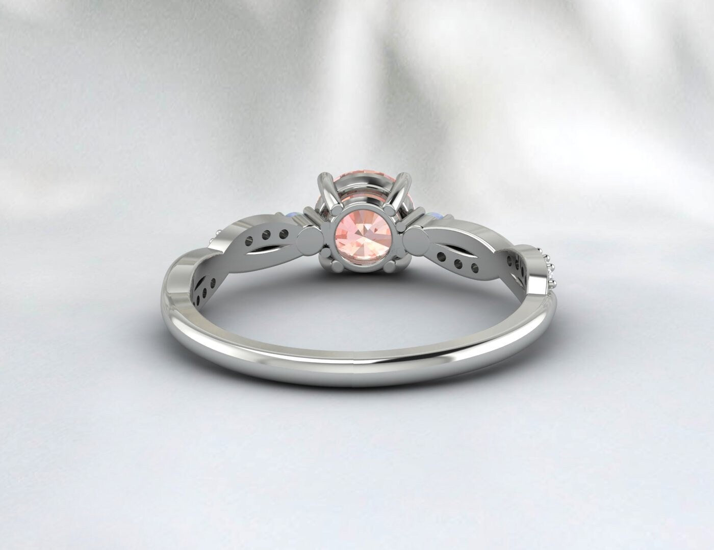 Oval Pink Morganite Engagement Ring Anniversary Ringgift For Her