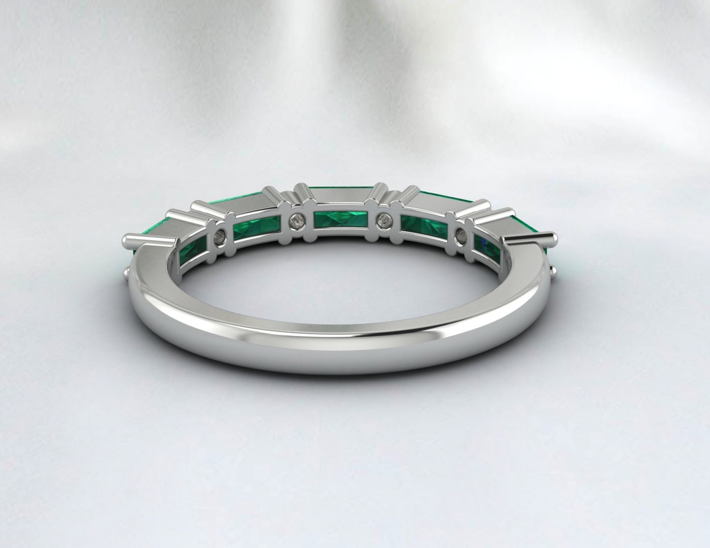 Baguette Emerald May Birthstone Diamond Ring Anniversary Wedding Ring