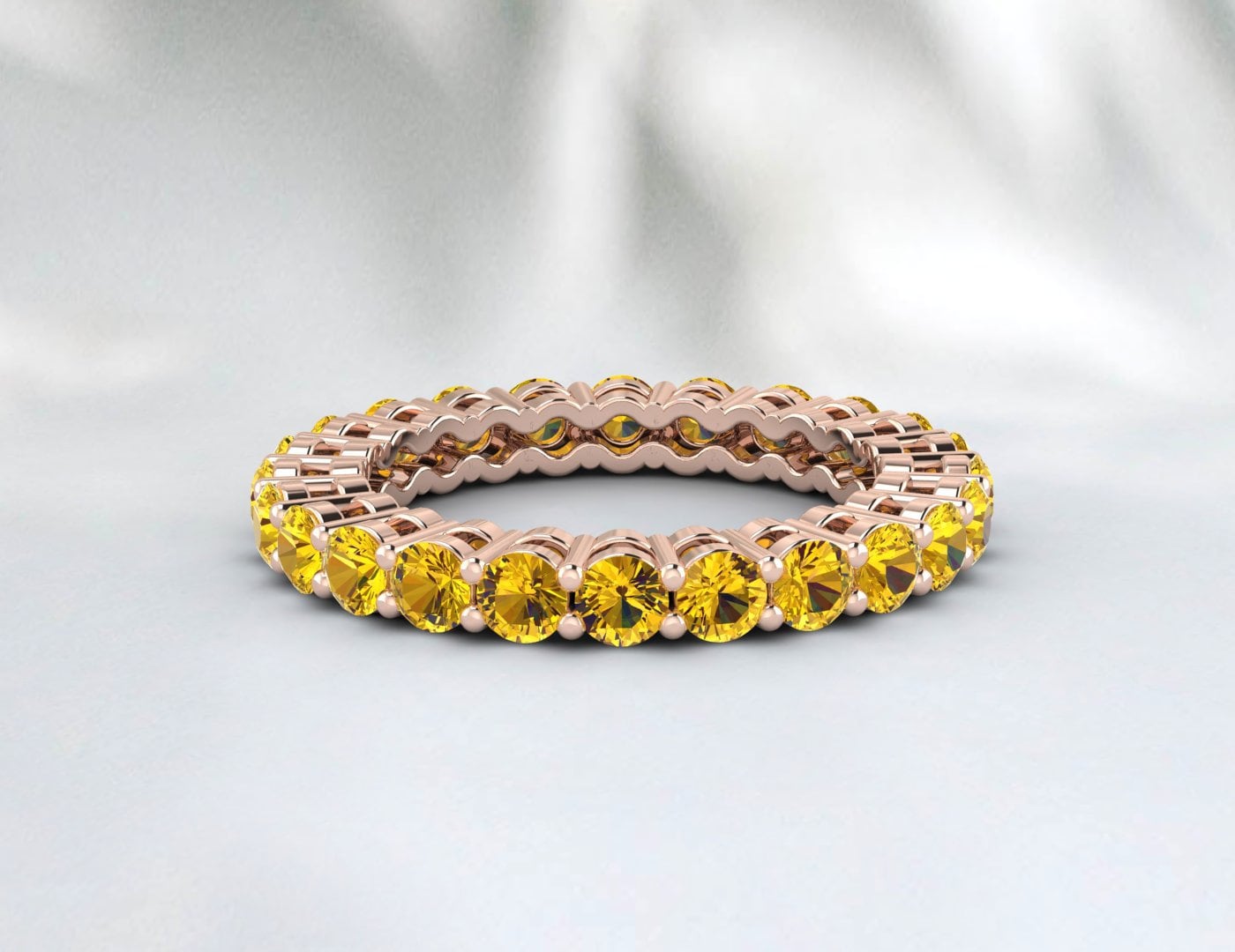 Gelber Citrin Ehering Zierlicher Ring Silber Jubiläumsring Geschenk