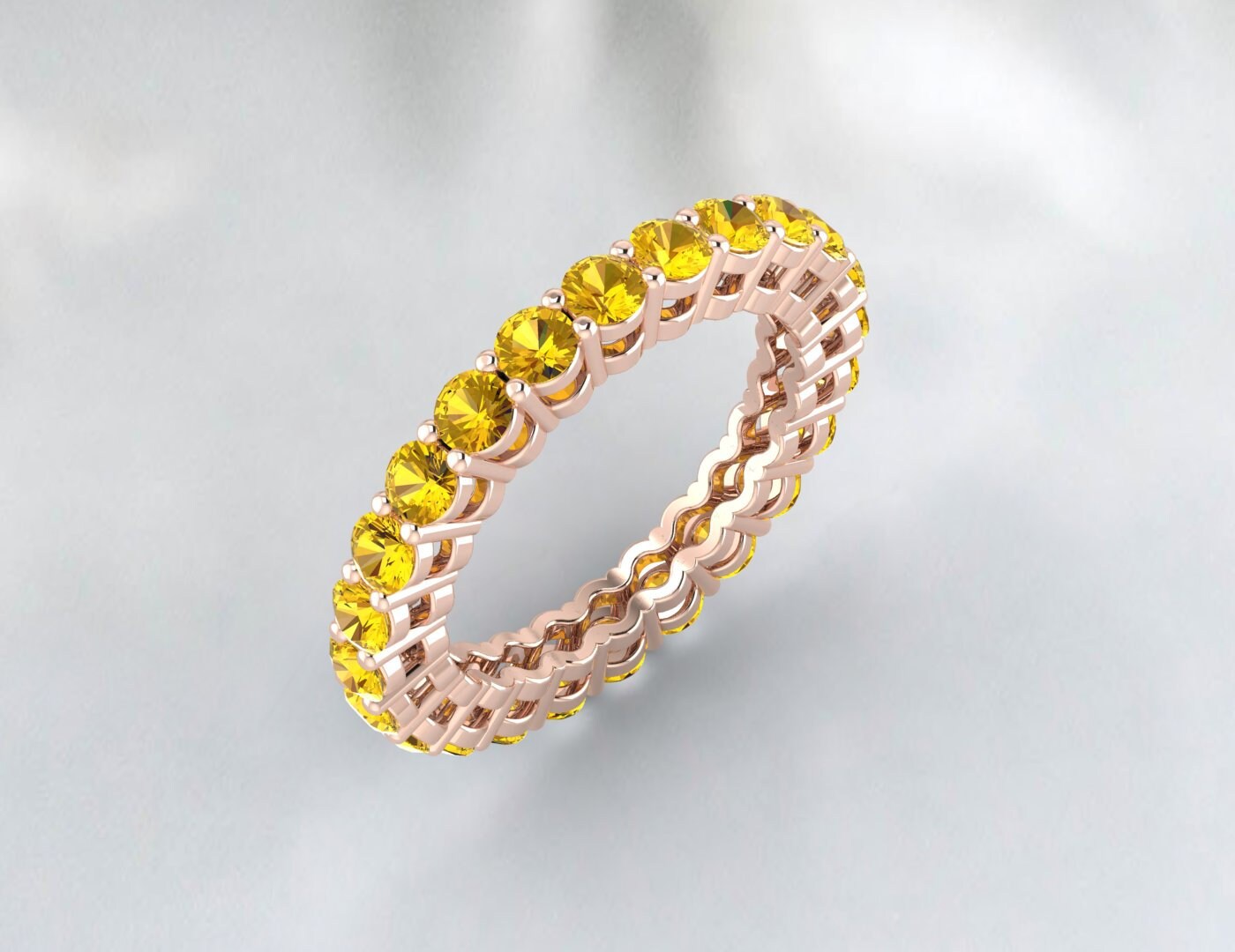 Gelber Citrin Ehering Zierlicher Ring Silber Jubiläumsring Geschenk