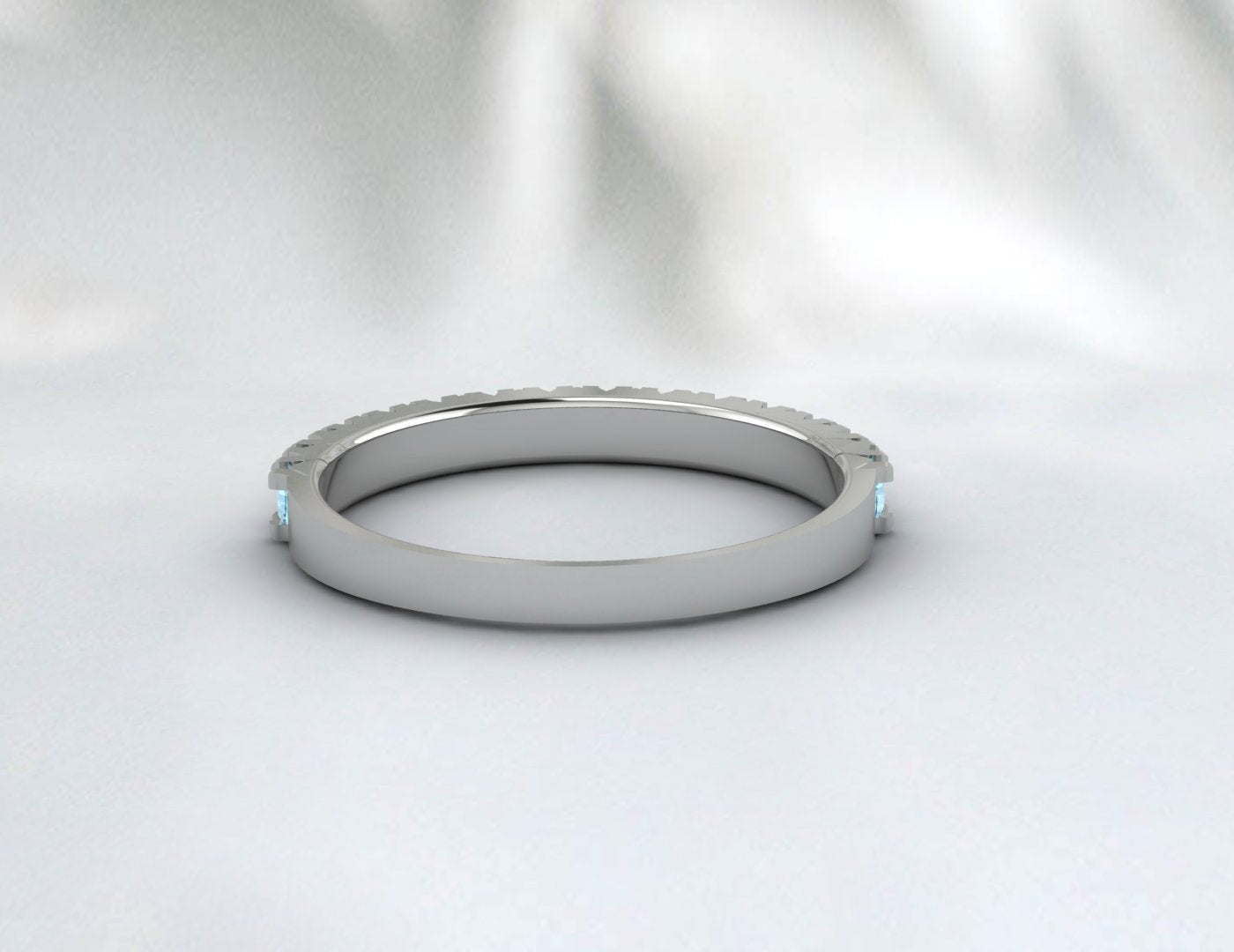 Bague d’éternité aigue-marine Demi-bande d’éternité Alliance aigue-marine