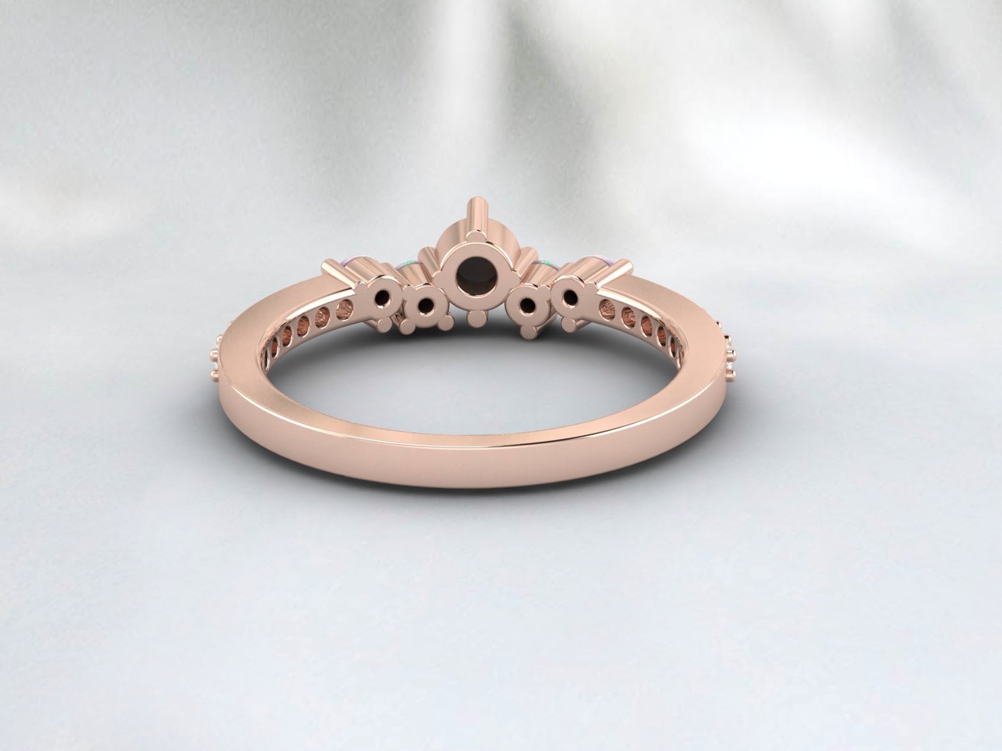 Ethopian Opal October Birthstone Danity Wedding Band Engagement Ring