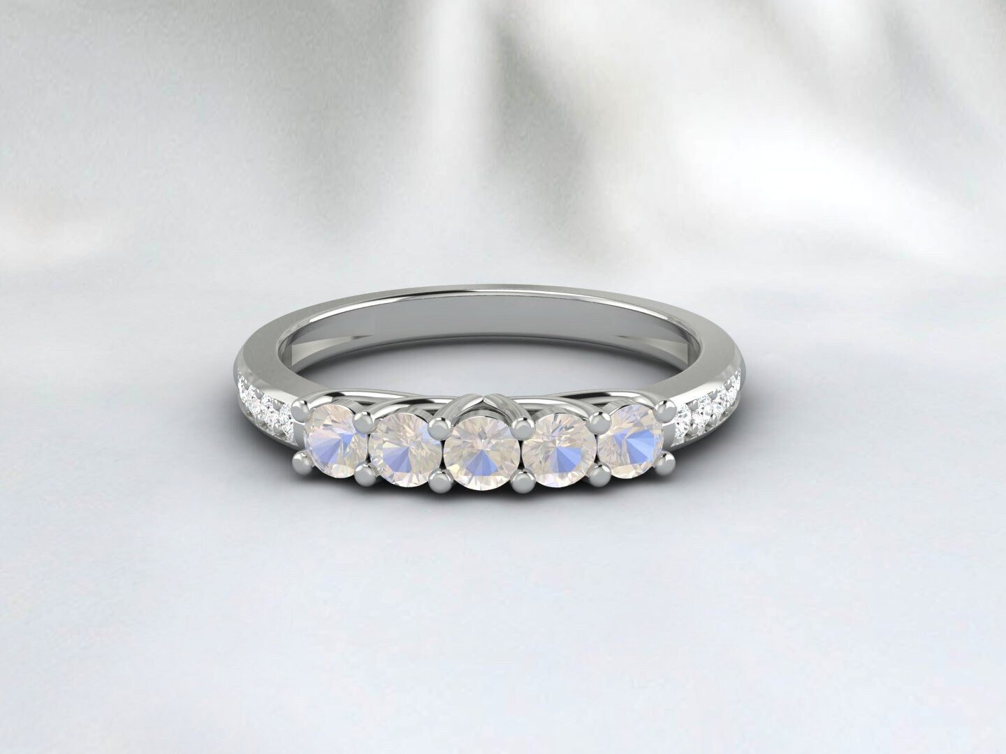قوس قزح Moonstone خاتم الخطوبة خاتم دقيق خاتم الوعد خمر