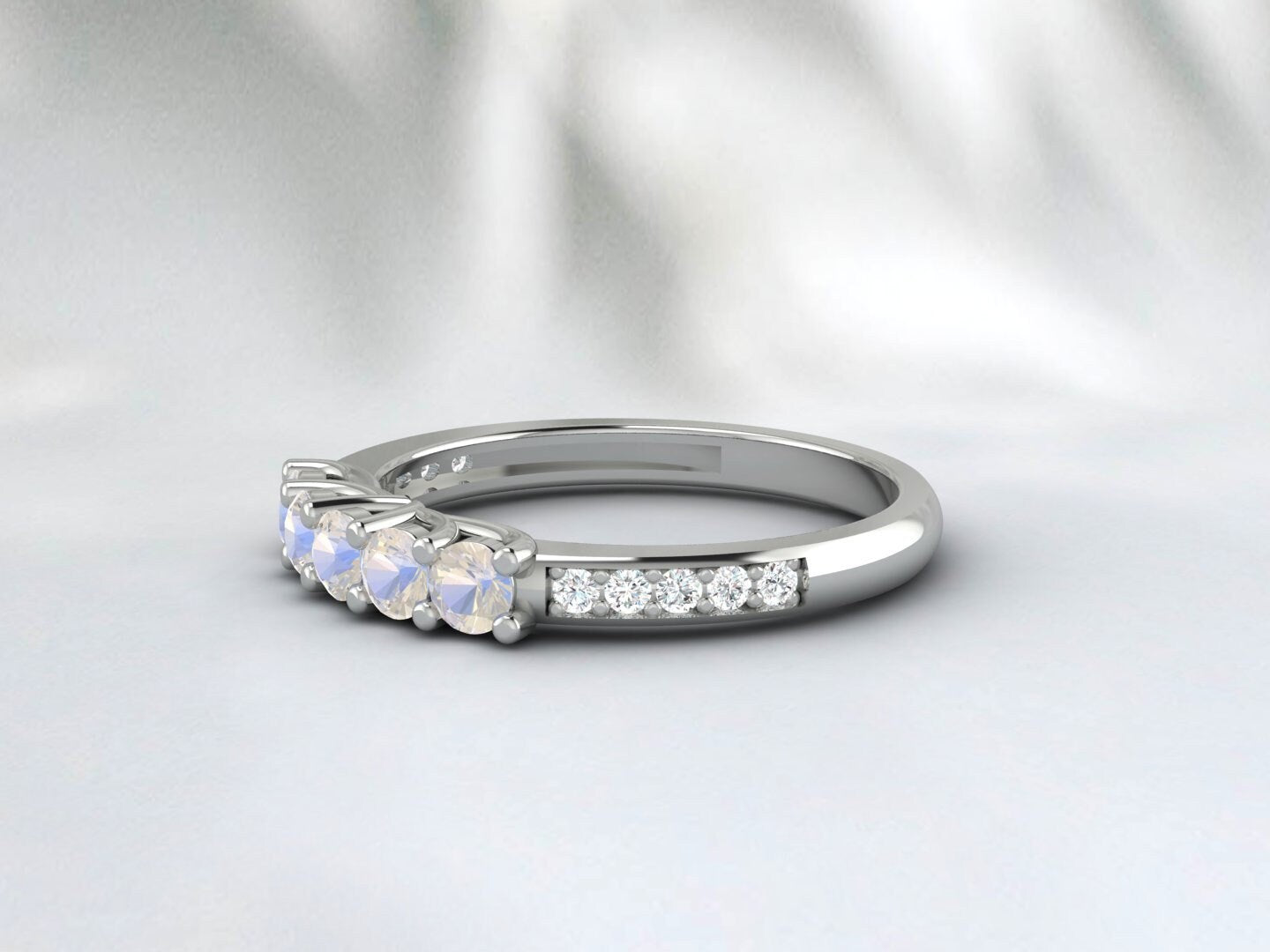 قوس قزح Moonstone خاتم الخطوبة خاتم دقيق خاتم الوعد خمر