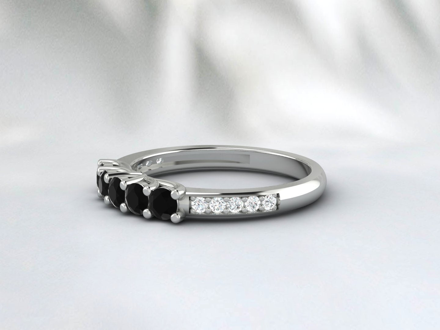 Vintage Black Onyx Wedding Band Rose Gold Eternity Anniversary Band