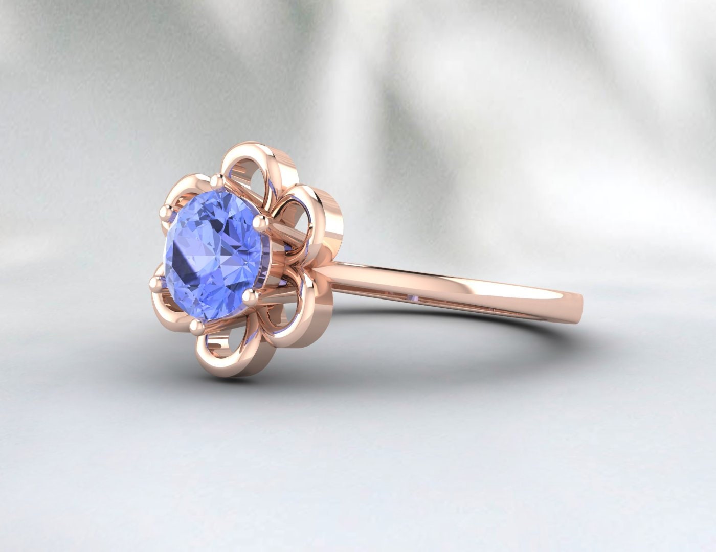 Tanzanite Wedding Ring Flower Anniversary Ring Engagement Ring
