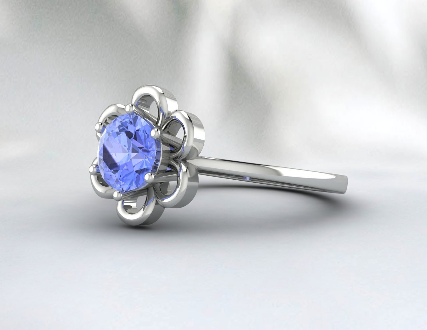 Tanzanite Wedding Ring Flower Anniversary Ring Engagement Ring