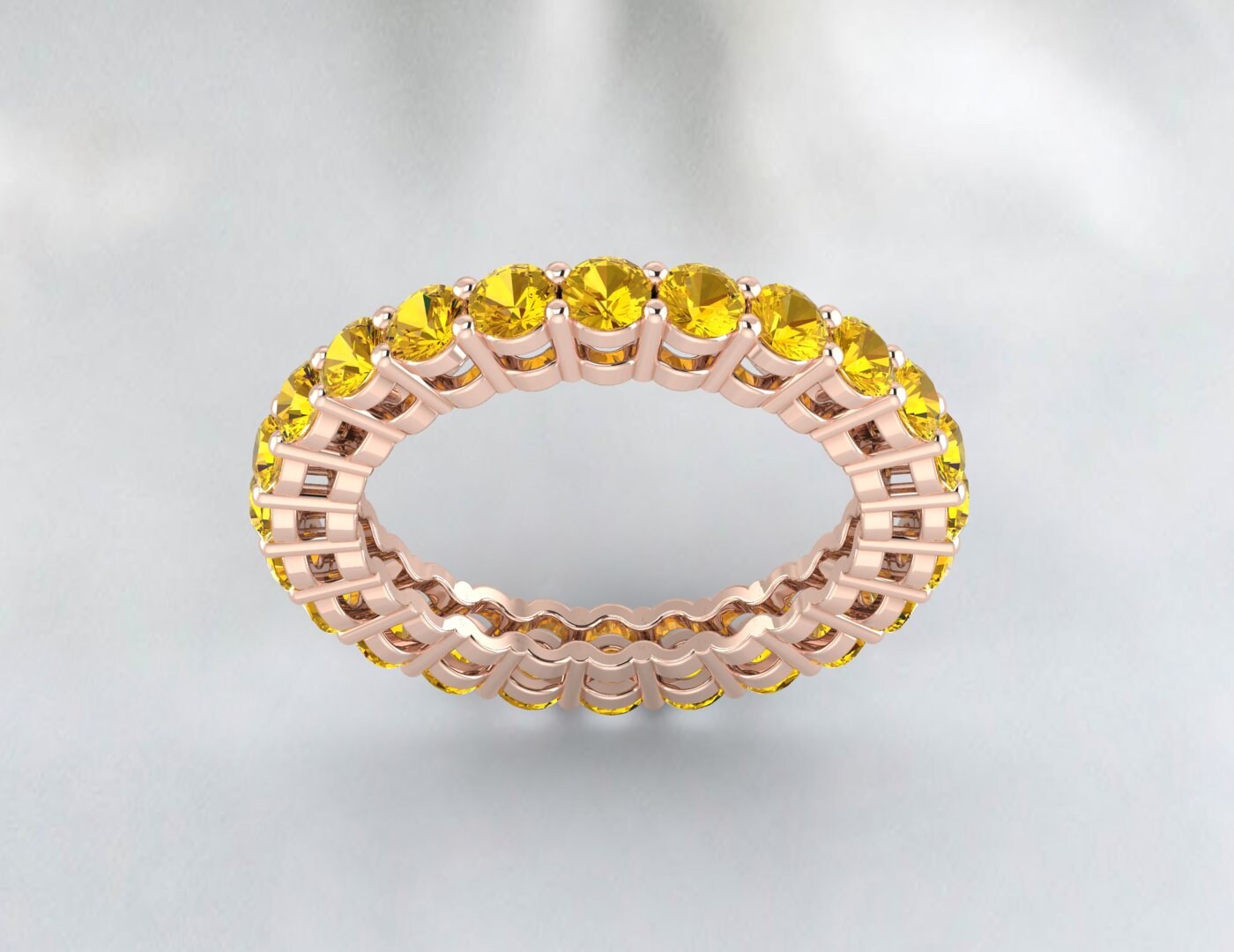 Gelber Citrin Ehering Zierlicher Ring Silber Jubiläumsring Geschenk