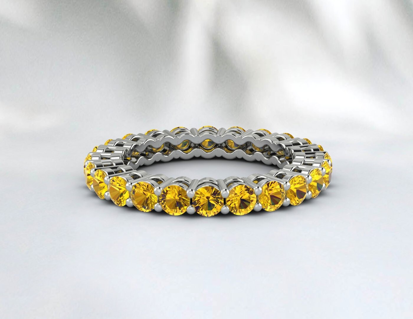 Gelber Citrin Ehering Zierlicher Ring Silber Jubiläumsring Geschenk