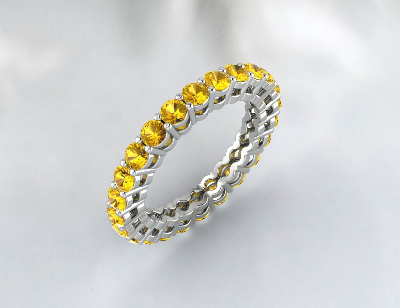 Gelber Citrin Ehering Zierlicher Ring Silber Jubiläumsring Geschenk