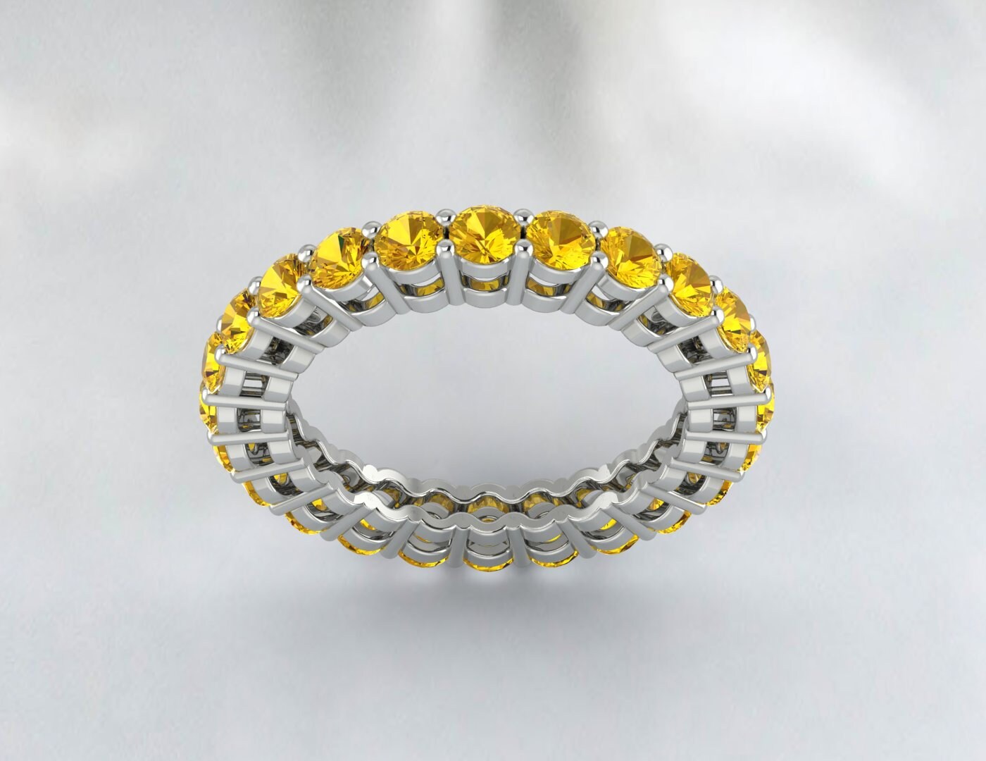 Gelber Citrin Ehering Zierlicher Ring Silber Jubiläumsring Geschenk