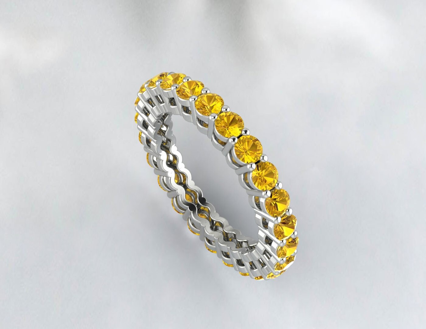 Gelber Citrin Ehering Zierlicher Ring Silber Jubiläumsring Geschenk