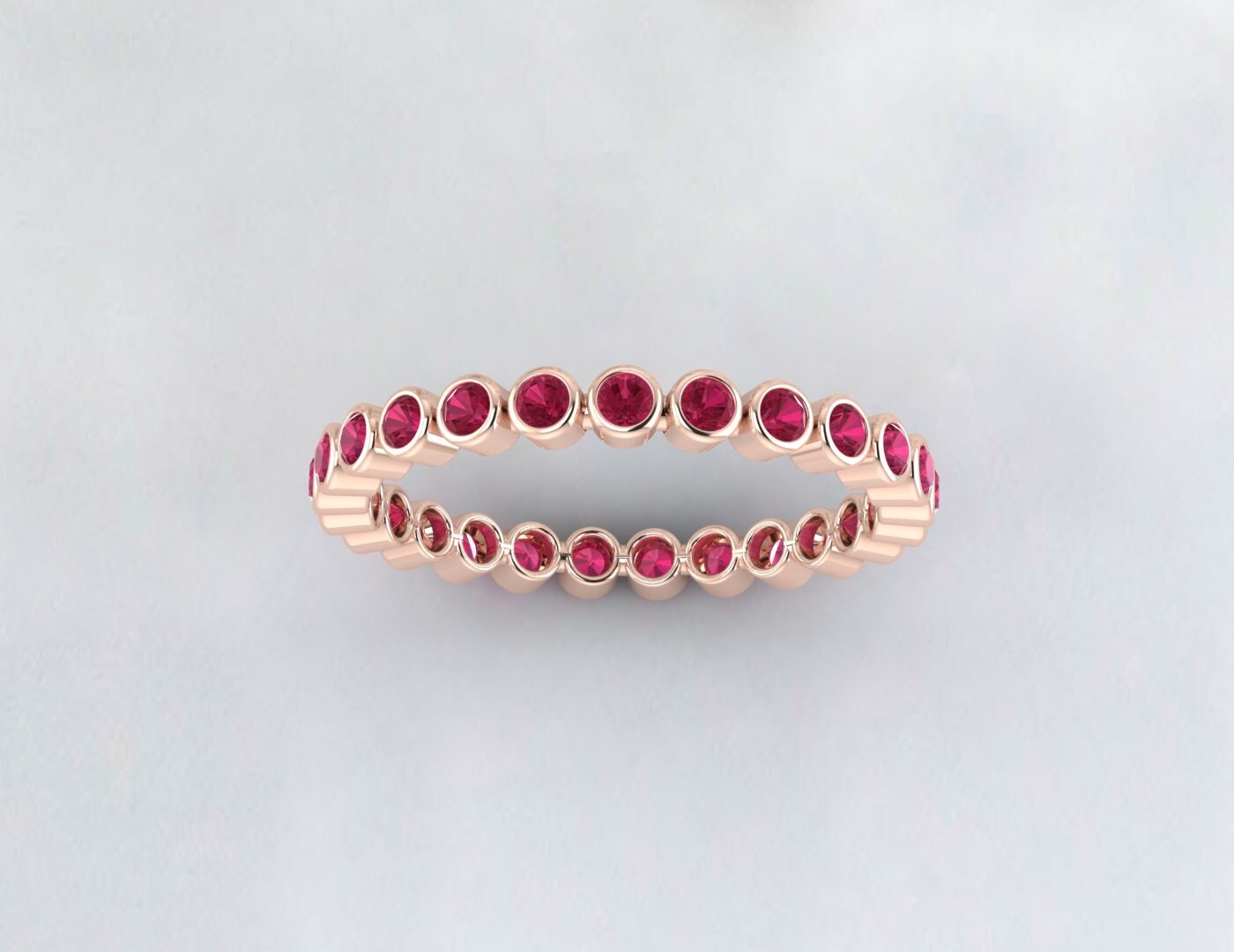 Ruby full Eternity Bezel Set Band 14K Solid Gold Full Eternity July Birthstone Band