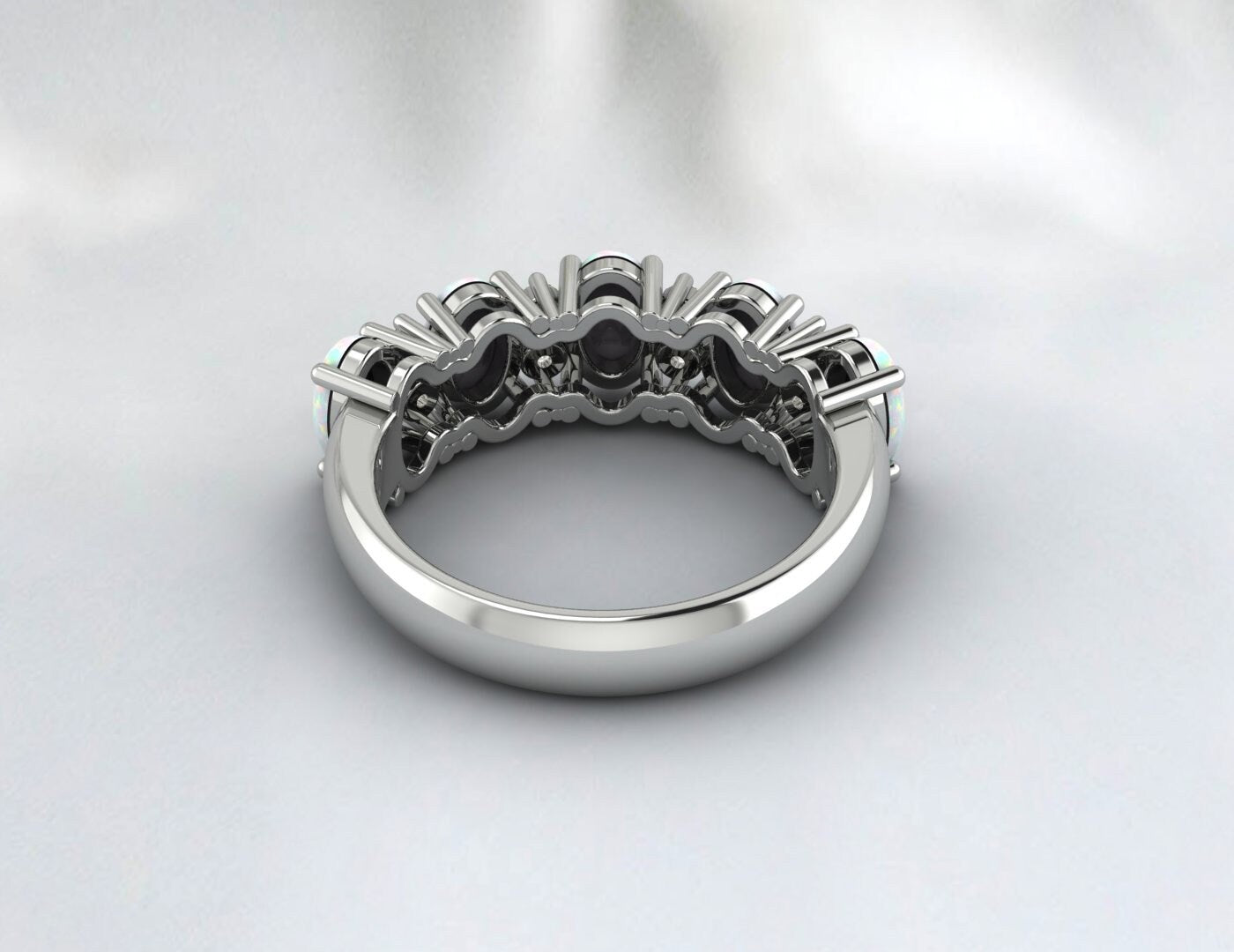 Opal Ring Wedding Ring Rose Gold Plated Silver Diamond Enternity Band