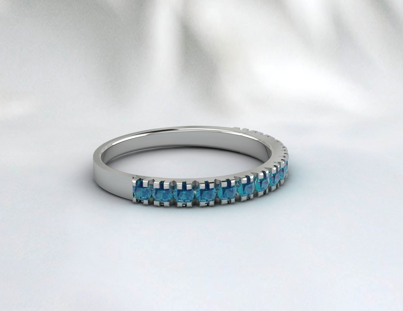 Eternity Band London Blue Topaz Ring Aniversary Ring Silver Band