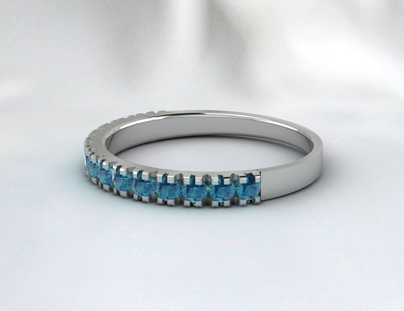 Eternity Band London Blue Topaz Ring Aniversary Ring Silver Band