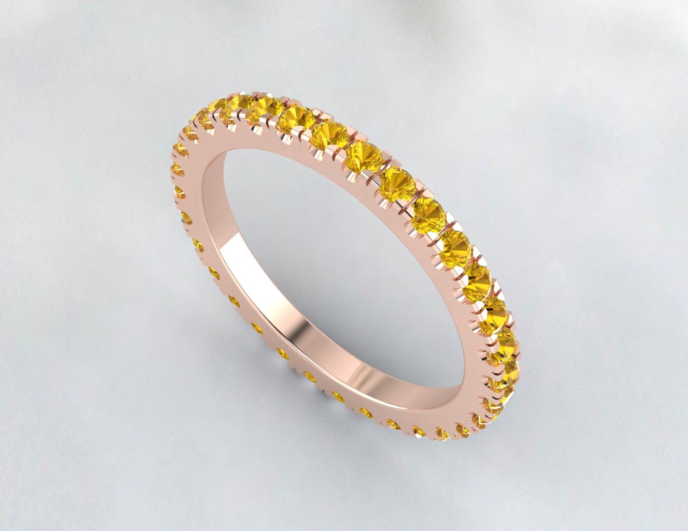 Citrine Full Eternity Wedding Band Engagement Band Gift For Love