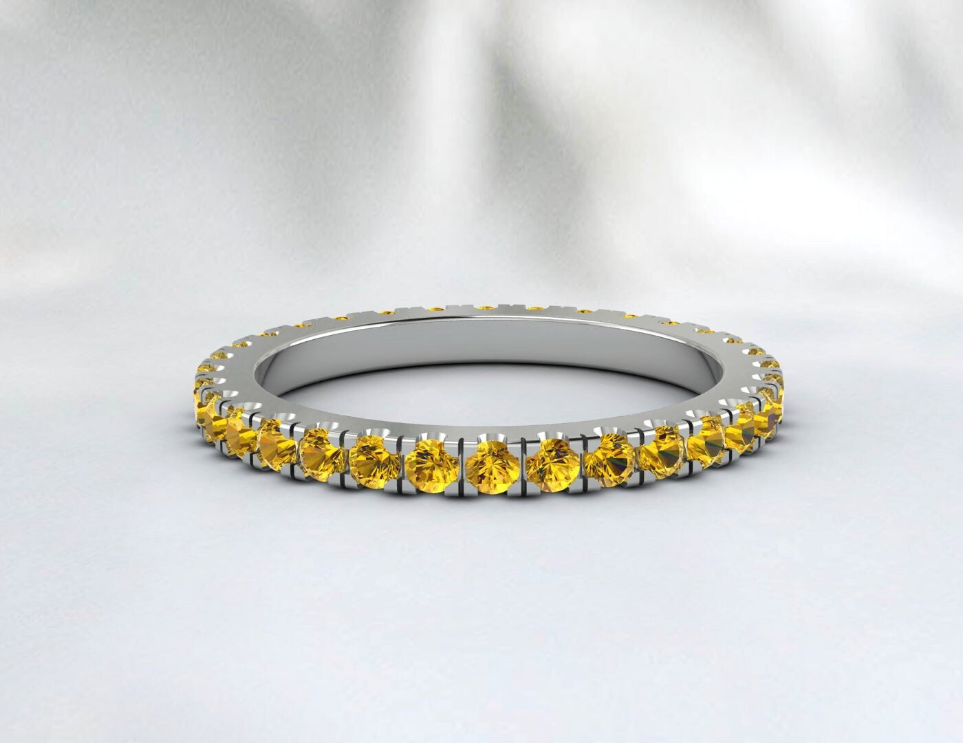 Citrine Full Eternity Wedding Band Engagement Band Gift For Love