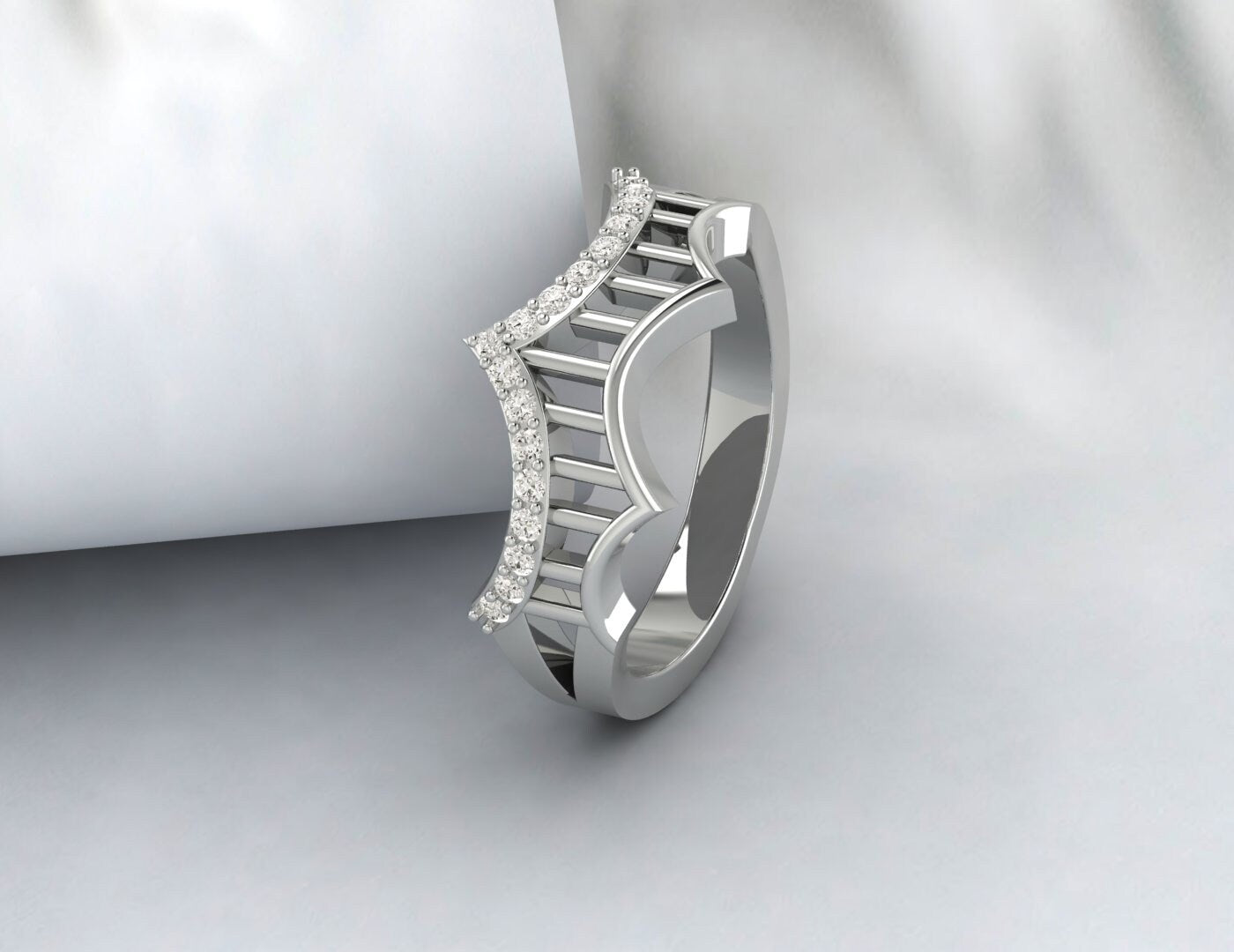 Rose Gold Moissanite Curved Wedding Band Promise Band Gift For Women