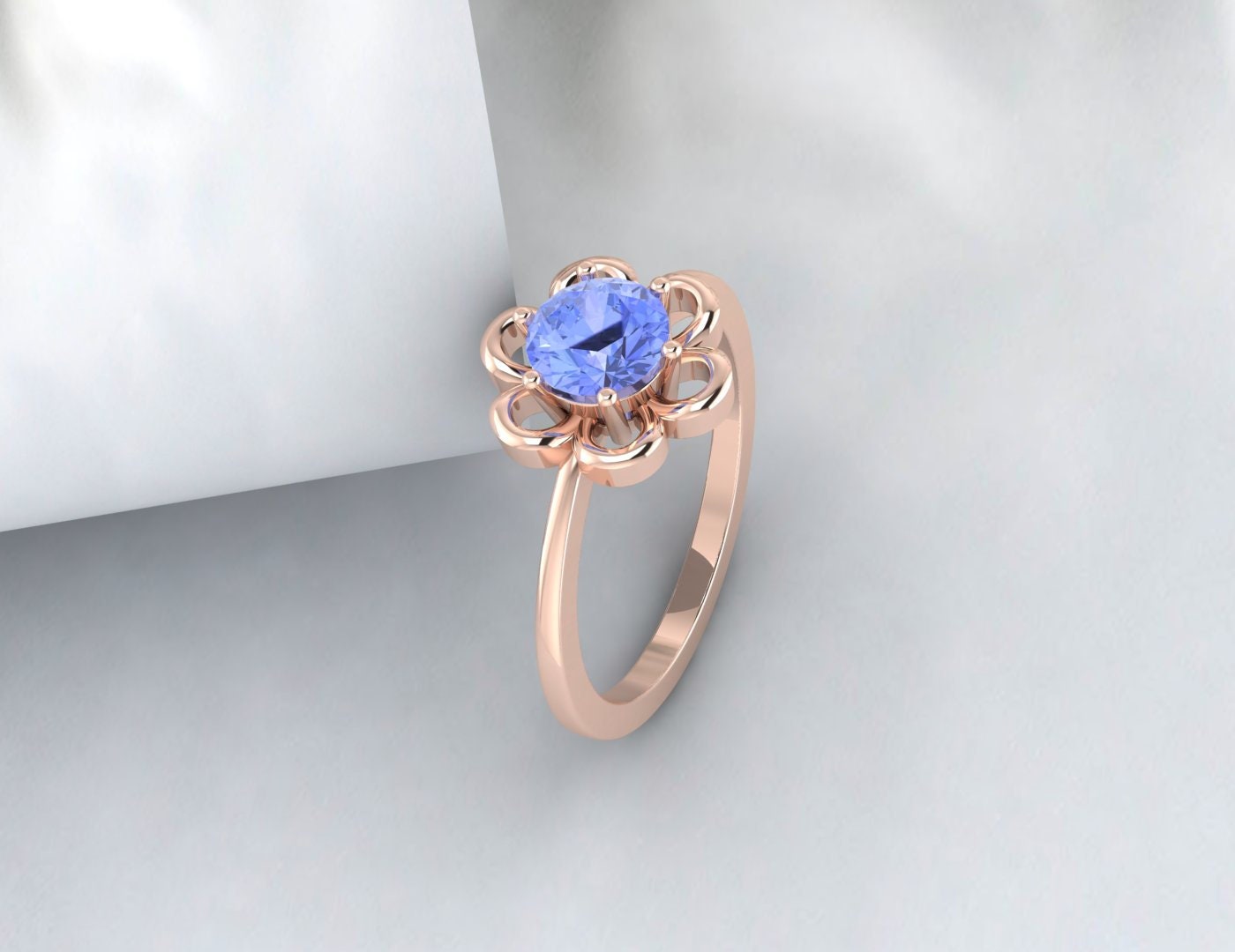 Tanzanite Wedding Ring Flower Anniversary Ring Engagement Ring